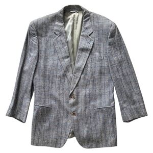 Vintage Italian 100% Silk Blazer Sport Coat Mens 46 Made in Italy Textured Gray